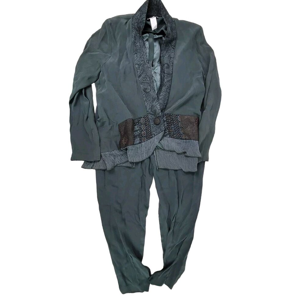 Yasuko Kurisaka 3 Set Kimono Blouse Button Pants Silk Rayon Lagenlook Asian Lrg